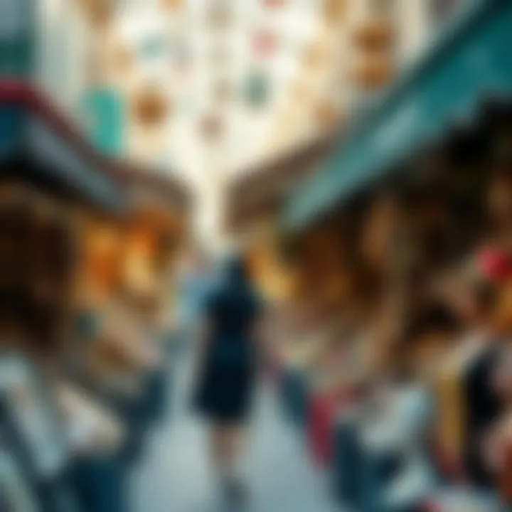 Local market bustling with stalls offering handmade crafts and souvenirs