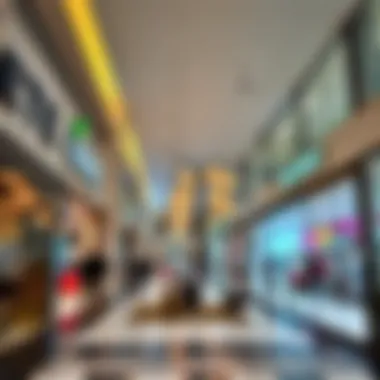 Modern shopping mall interior showcasing budget-friendly retail stores