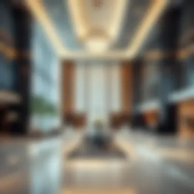 Luxurious lobby interior of Al Habtoor Business Tower