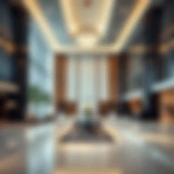 Luxurious lobby interior of Al Habtoor Business Tower