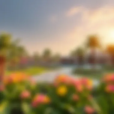 Vibrant recreational area filled with lush greenery and modern amenities