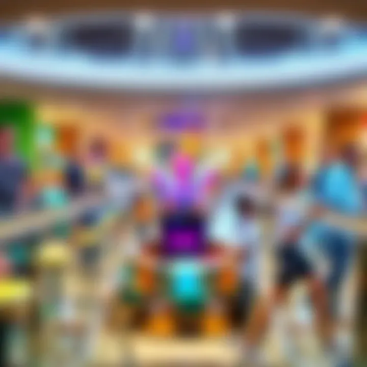 A panoramic view of the entertainment zone within Aldar Yas Mall