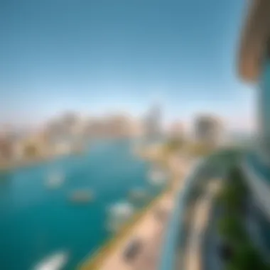 Panoramic view of Azizi Venice with Dubai skyline