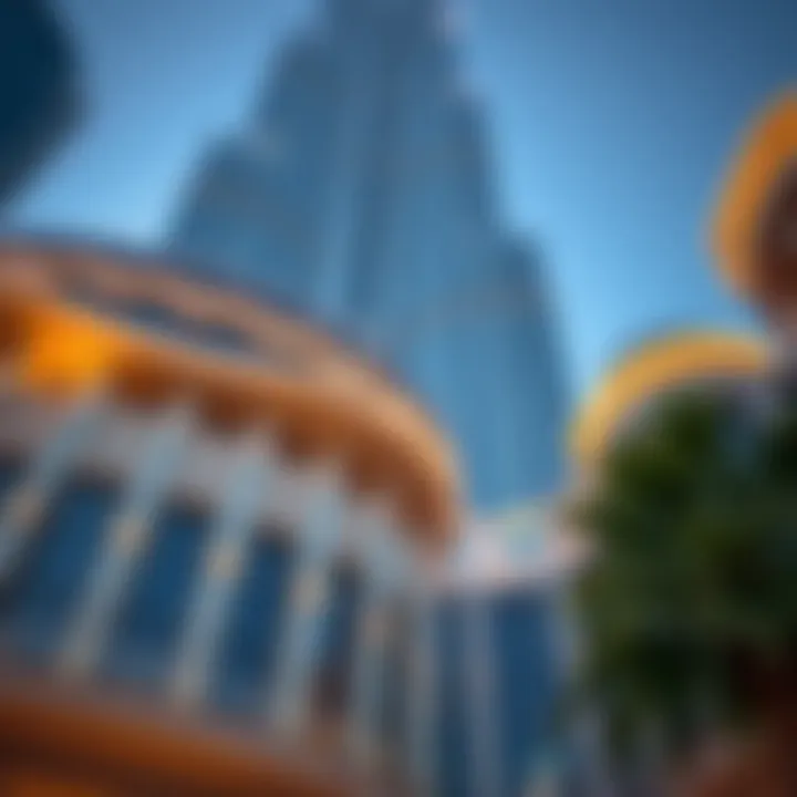 Close-up of Burj Crown's intricate architectural details and contemporary design elements