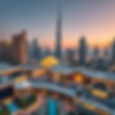 Panoramic view of the surrounding Downtown Dubai area highlighting its luxury amenities