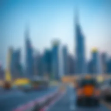 Dubai skyline with financial symbols