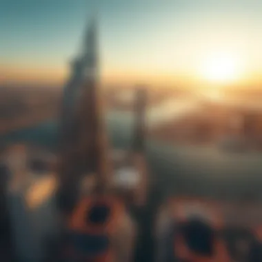 Stunning Aerial Perspective of Creek Harbour Tower Aerial view of Creek Harbour Tower against Dubai skyline