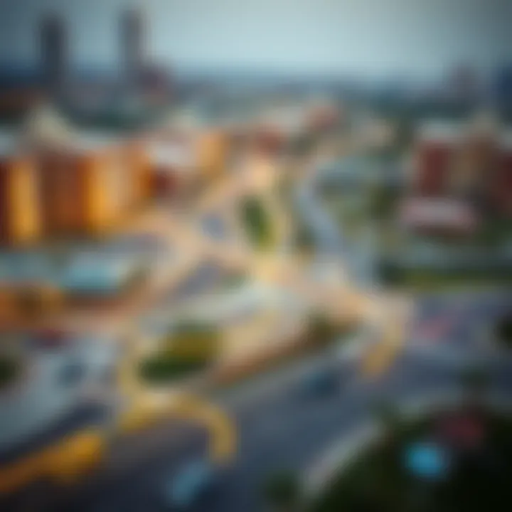 Visual representation of connectivity routes around Damac Hills 2