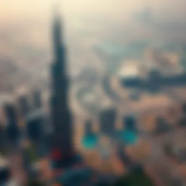 Aerial view of Daman Tower positioned strategically within Dubai's vibrant real estate landscape