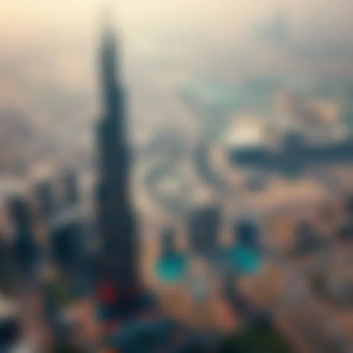 Aerial view of Daman Tower positioned strategically within Dubai's vibrant real estate landscape