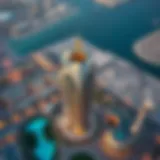 Aerial view of the Desert Sun Tower showcasing its unique design