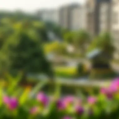 Lush green parks and recreational spaces in a residential area