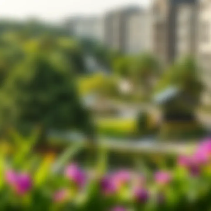 Lush green parks and recreational spaces in a residential area