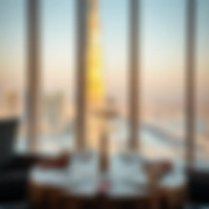 Exquisite Table Setting with Iconic Burj Khalifa View Elegant table setting with Burj Khalifa in the background