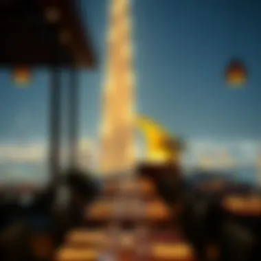 A Stunning Dining Terrace Overlooking Burj Khalifa Dazzling view of Burj Khalifa from a restaurant terrace