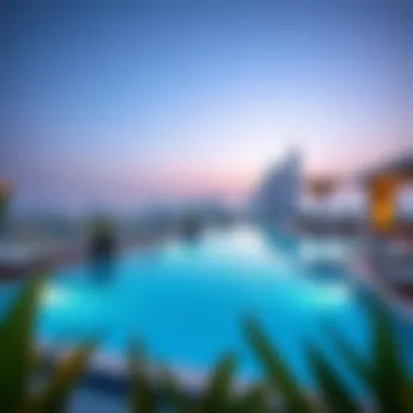 Rooftop Oasis: Pool with a View at DoubleTree by Hilton Dubai Al Barsha The inviting rooftop pool area with breathtaking city skyline views