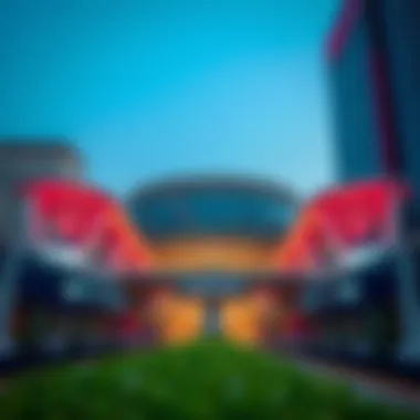 Architectural Marvel of Dubai Festival City Metro Station A striking view of Dubai Festival City Metro Station showcasing its modern architecture