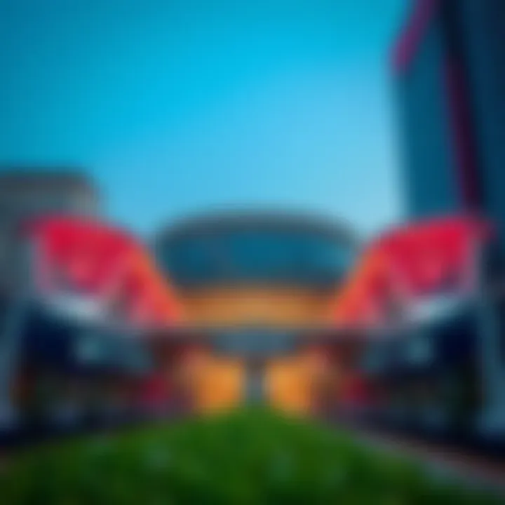 Architectural Marvel of Dubai Festival City Metro Station A striking view of Dubai Festival City Metro Station showcasing its modern architecture