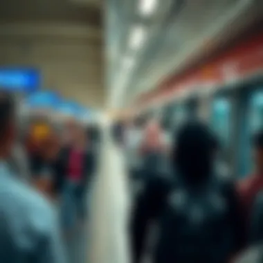 Metro station bustling with commuters during peak hours