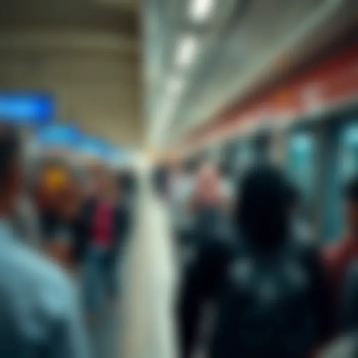 Metro station bustling with commuters during peak hours
