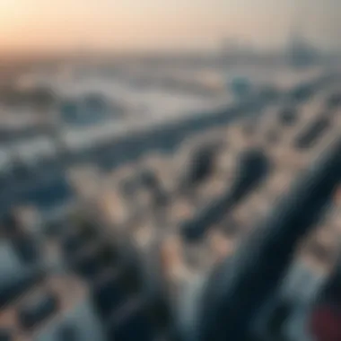 Dubai's Residential Landscape from Above Aerial view of Dubai skyline with prominent residential areas