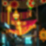 Festive decorations illuminating the streets of Dubai during Eid