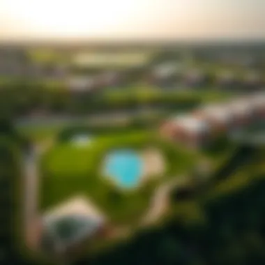 Aerial view of Emaar Golf Villas surrounded by lush greenery and golf course