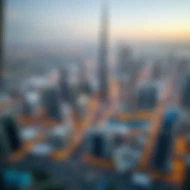 Dubai Skyline from Sky View Scenic view of Dubai skyline from Sky View
