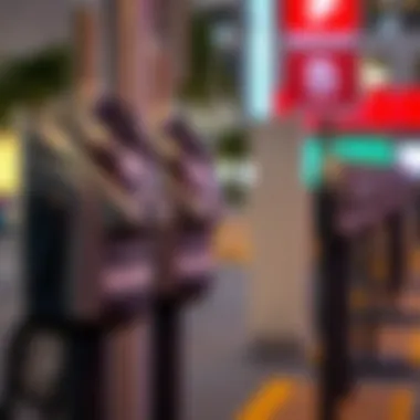 A close-up of parking meters at Ain Dubai