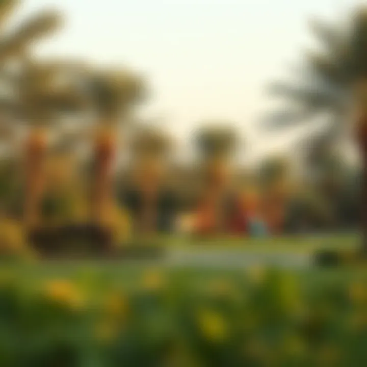 Community park in Ajman Al Jurf with lush greenery and recreational facilities