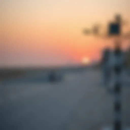 Vibrant view of Al Mamzar Open Beach during sunset