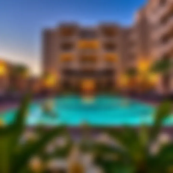 Beautifully designed pool area at Al Manar Hotel Apartments