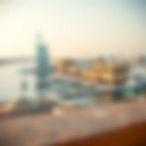 A panoramic view of Al Seef's waterfront showcasing traditional architecture and modern designs