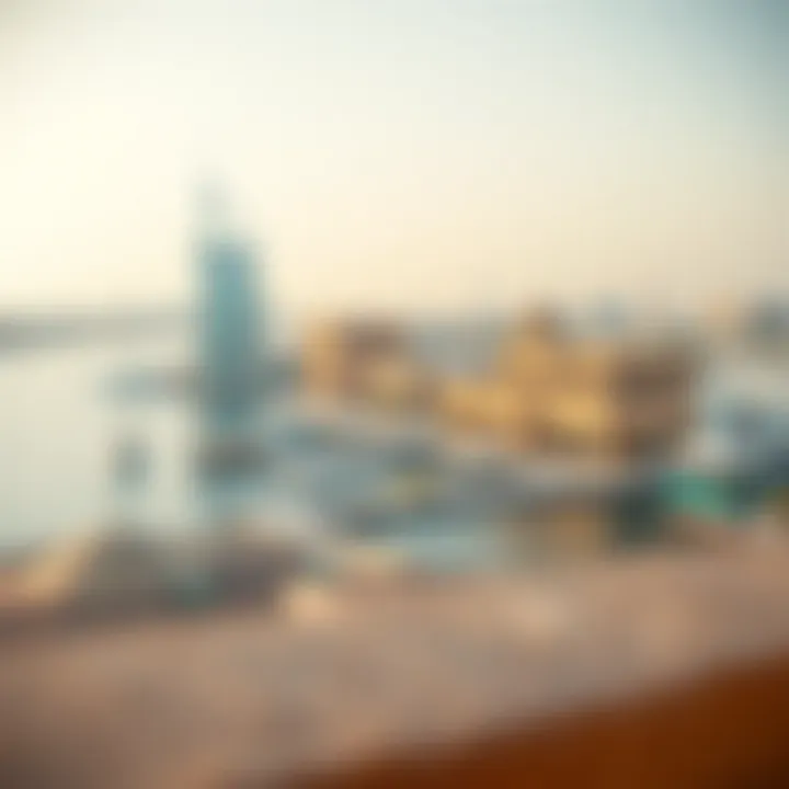 A panoramic view of Al Seef's waterfront showcasing traditional architecture and modern designs