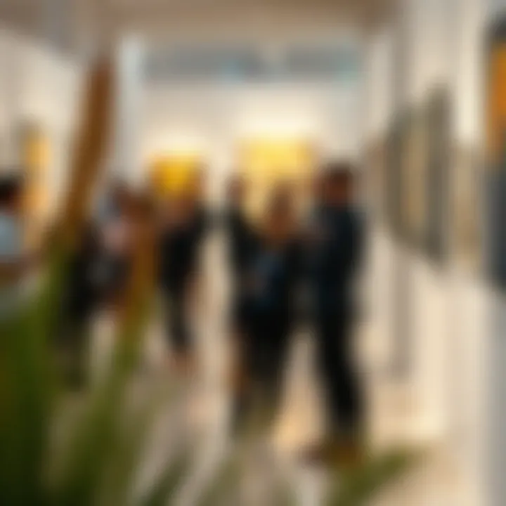 Visitors enjoying an art exhibition in Al Serkal