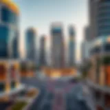 Urban landscape of Dubai showcasing modern architecture and real estate developments.