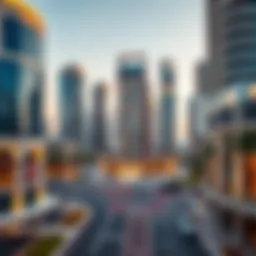 Urban landscape of Dubai showcasing modern architecture and real estate developments.