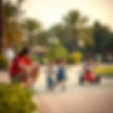 Families enjoying leisure activities in the park