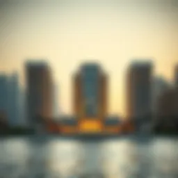 Breathtaking view of Amwaj 4 facade against the Dubai skyline