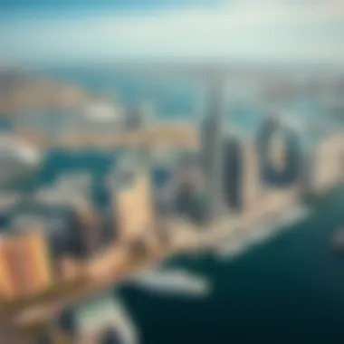 Aerial view of Dubai's marina skyline