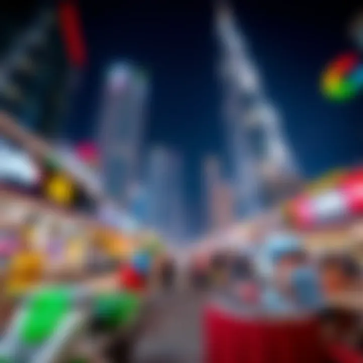 Vibrant nightlife scene around Burj Dubai