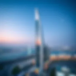 Aerial view of C2 Bateen Tower showcasing its architectural elegance