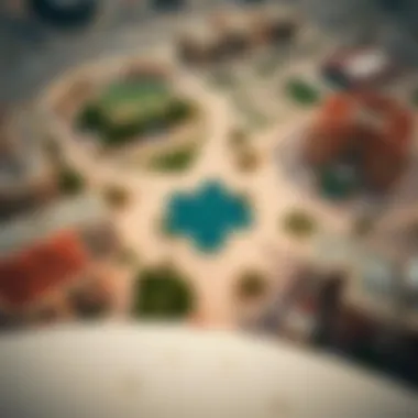 Aerial view of desert parks integrated into urban developments