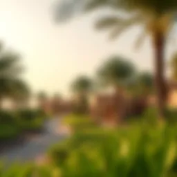 Vibrant desert park showcasing lush greenery amidst arid landscape