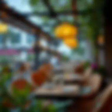 Charming Outdoor Dining Experience Vibrant outdoor dining area at a local restaurant