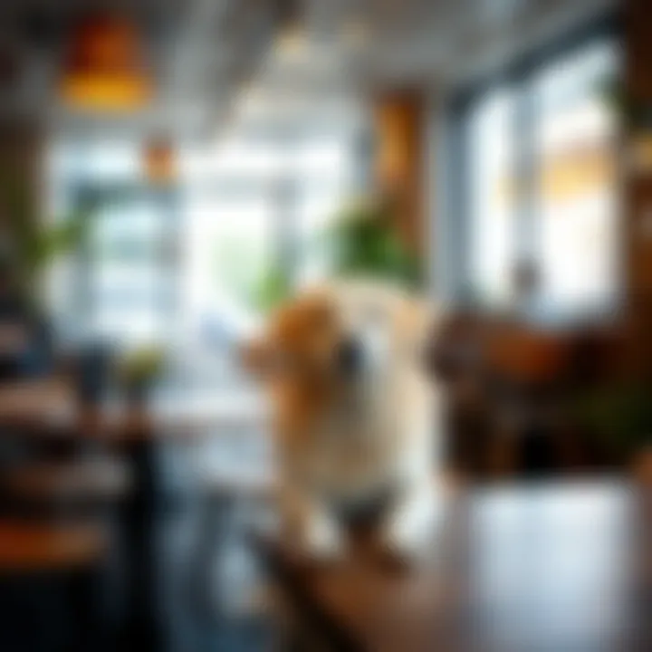 Pet-friendly café ambiance with a dog at a table