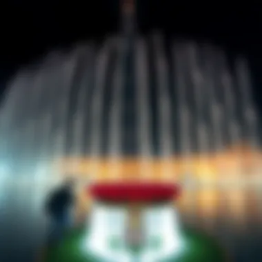 Dubai Fountain and Burj Khalifa A serene scene of the fountain with the Burj Khalifa in the background