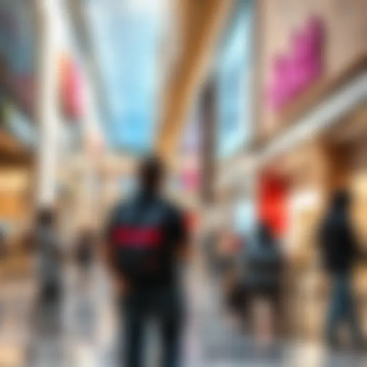 Visitors enjoying shopping and dining at the mall