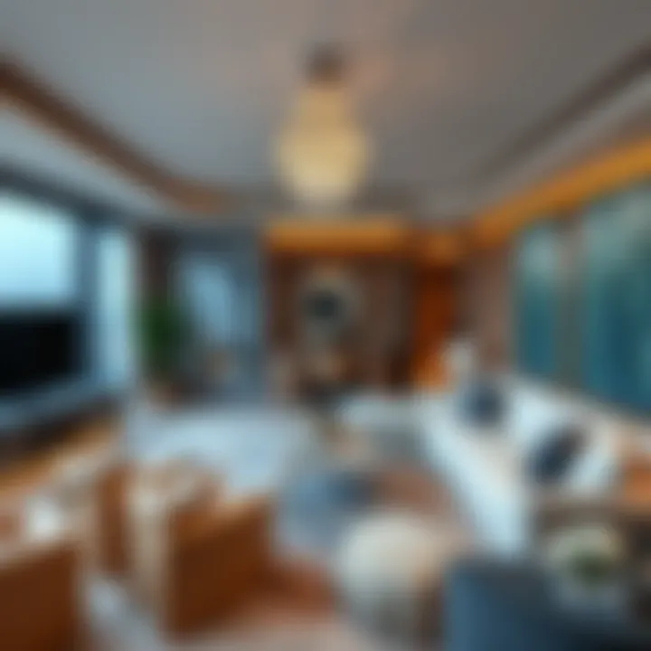 Interior of a modern penthouse with elegant furnishings