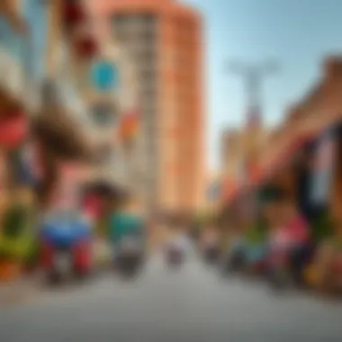 A vibrant street scene in Bur Dubai reflecting community life